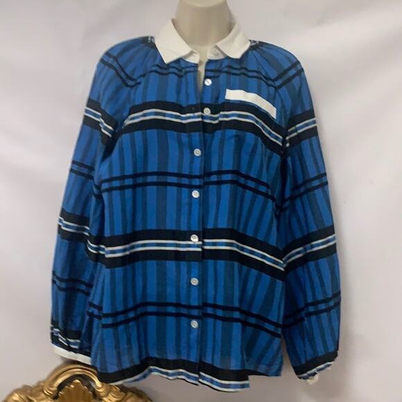TORY BURCH PLAID BUTTON DOWN SHIRT SIZE‎ 4 - Picture 1 of 8